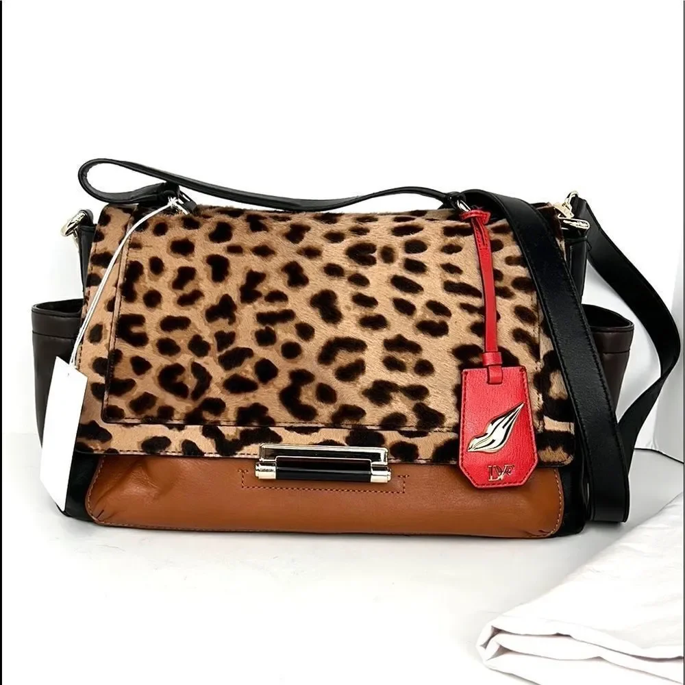 NWT Diane Von Furstenberg 440 Courier
Leopard Calf Leather Hand /Crossbody Bag - Picture 2 of 15